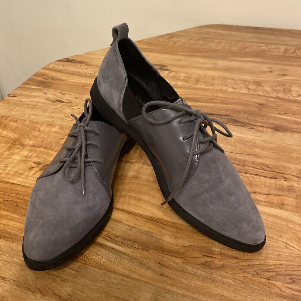 Calvin Klein Oxford Flats Women’s  8.5 Gray  Darielle Suede Lace Up Shoes
